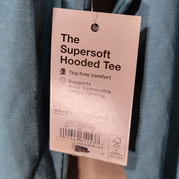 NWT men's The Supertsoft Hooded Tee by Sonoma lightweight in blue brand new! - Picture 2 of 5